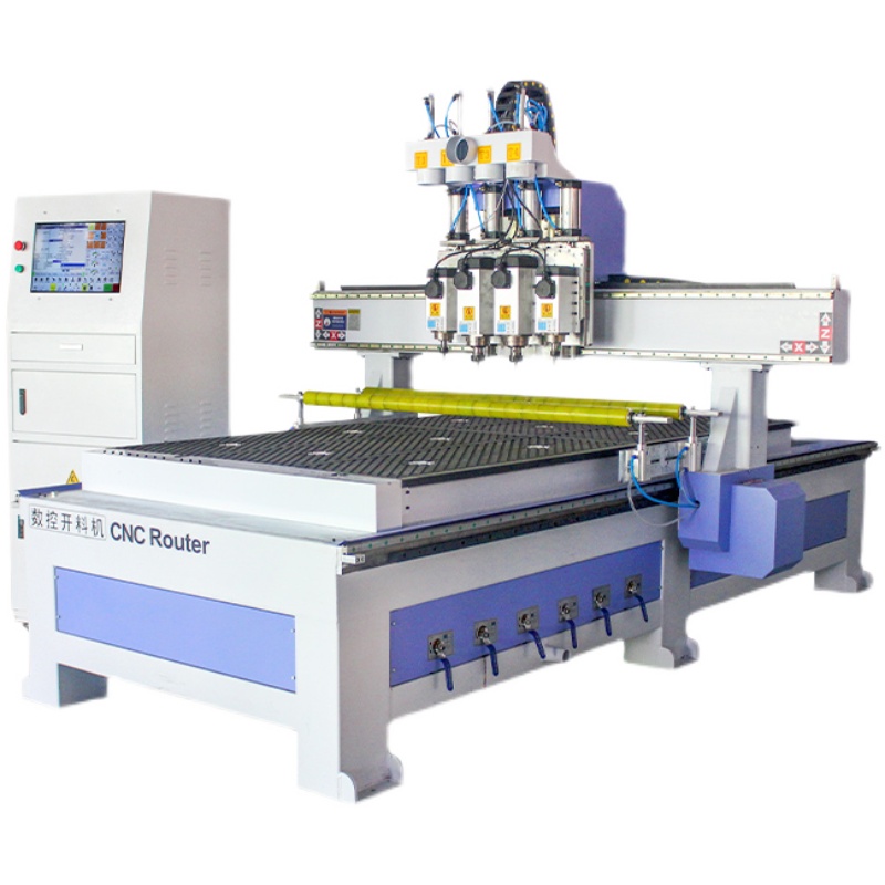 松立機(jī)械木工打孔機(jī)四工序數(shù)控開料機(jī)全自動(dòng)拉米諾隱形件加工中心